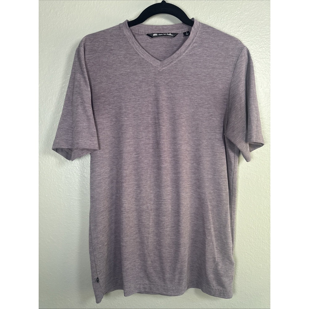 Travis Mathew Men's V-Neck T-shirt Small Heathered Mauve/Maroon Golf Lightweight